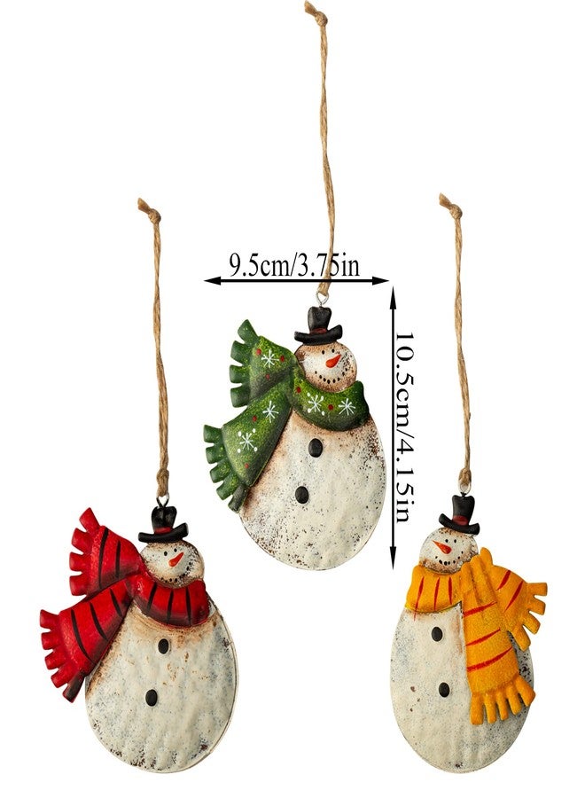 Crafjie 5 Pack Rustic Metal Double-Sided Christmas Tree Ornaments Tin Santa Snowman Decorations Hanging Pendants Ornaments Christmas Hanging Ornament Xmas Holiday Decor - Image 3